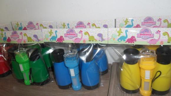 Kit Binoculo e Lanterna Personalizado Dinossauro Menina