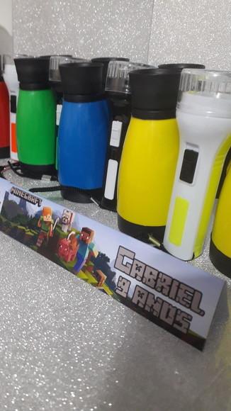 Kit Binoculo e Lanterna Personalizado Tema Minicraft