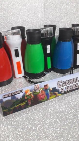Kit Binoculo e Lanterna Personalizado Tema Minicraft