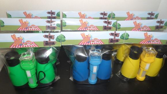 Kit Binoculo e Lanterna Personalizado Tema Picnic