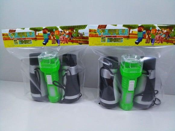 Kit Binoculo Prata e Lanterna Personalizado Minecraft