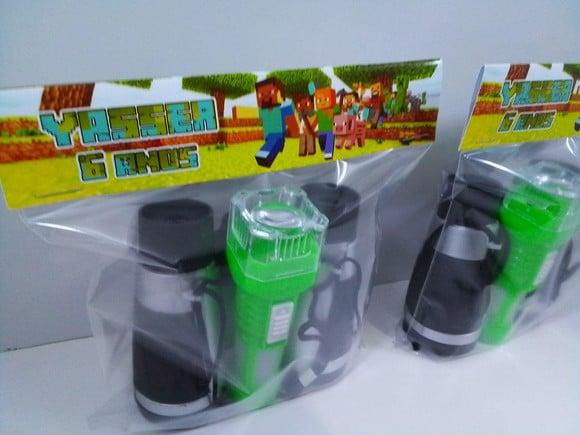 Kit Binoculo Prata e Lanterna Personalizado Minecraft