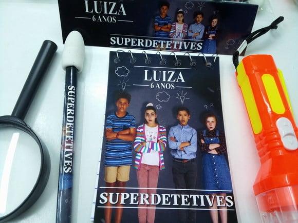 Kit Bloquinho + Mini Lápis + Lanterna + Lupa Superdetives