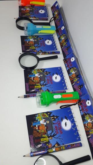 Kit Bloquinho + Mini Lápis+lanterna+lupa Scooby Doo