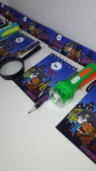 Kit Bloquinho + Mini Lápis+lanterna+lupa Scooby Doo