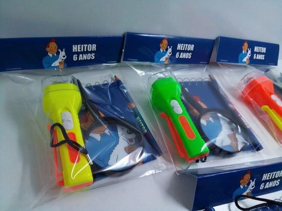 Kit Bloquinho + Mini Lápis+lanterna+lupa Tintin