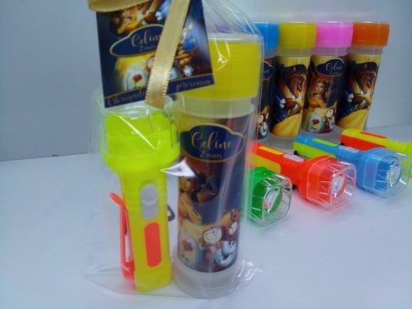 Kit Bolha de Sabão+ Lanterna Tema a Bela e a Fera