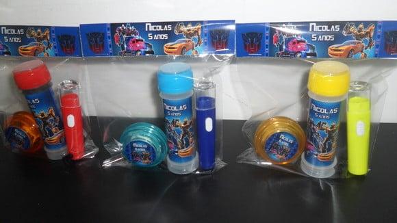 Kit Bolha de Sabão+ Lanternas + Iô Iô Transformers