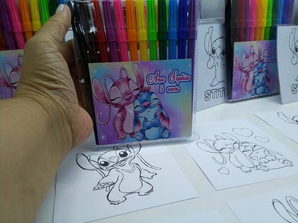 Kit Canetinhas com 12 Cores + Desenhos Lilo e Stitch