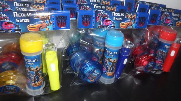 Kit Bolha de Sabão+ Lanternas + Iô Iô Transformers