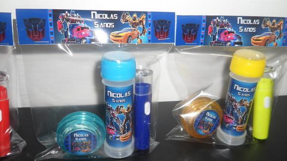 Kit Bolha de Sabão+ Lanternas + Iô Iô Transformers