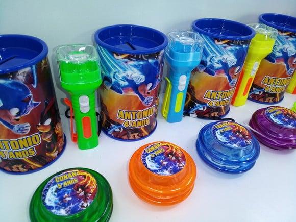 Kit Cofre + Ioio + Lanterna Personalizado Tema Sonic