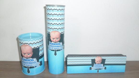 Kit Cofrinho + Domino + Pega Varetas Tema Poderoso Chefinho