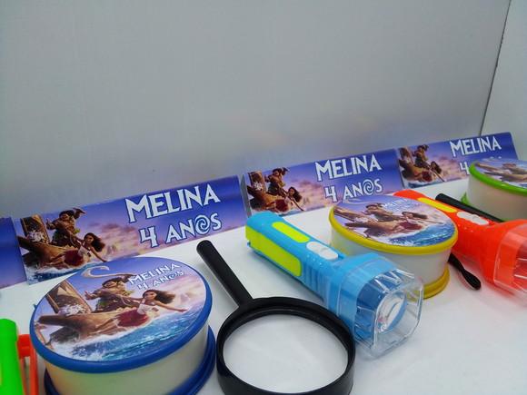 Kit Copo Retrátil + Lanterna + Lupa Tema Moana