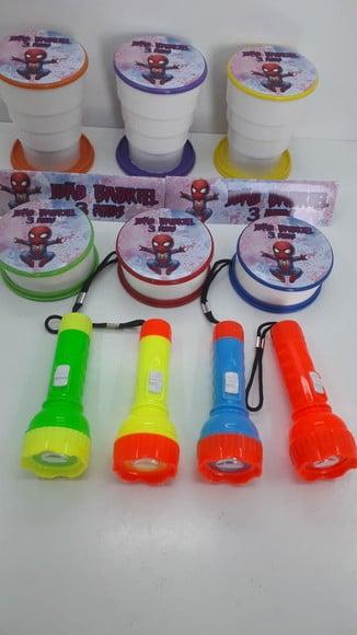 Kit Copo Retrátil + Lanterna Homem Aranha Baby