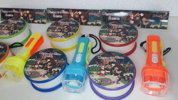 Kit Copo Retrátil + Lanterna Personalizado Menina e o Urso
