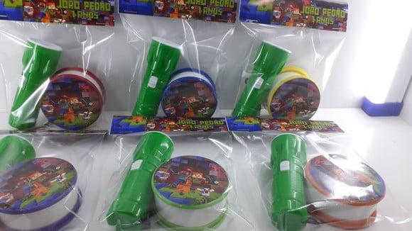Kit Copo Retrátil + Lanterna Personalizado Minecraft