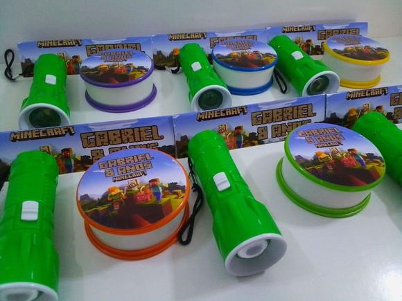 Kit Copo Retrátil + Lanterna Personalizado Minecraft