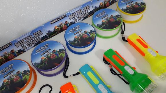 Kit Copo Retrátil + Lanterna Personalizado Minecraft