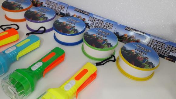 Kit Copo Retrátil + Lanterna Personalizado Minecraft