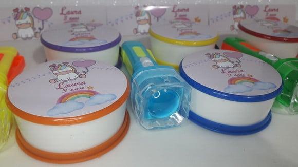 Kit Copo Retrátil + Lanterna Personalizado Unicornio