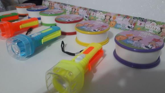 Kit Copo Retrátil + Lanterna Personalizado Safari Baby