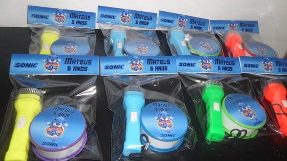 Kit Copo Retrátil + Lanterna Tema Sonic