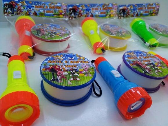 Kit Copo Retrátil + Lanterna Tema Sonic