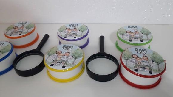 Kit Copo Retrátil + Lupa Personalizado Safari Baby