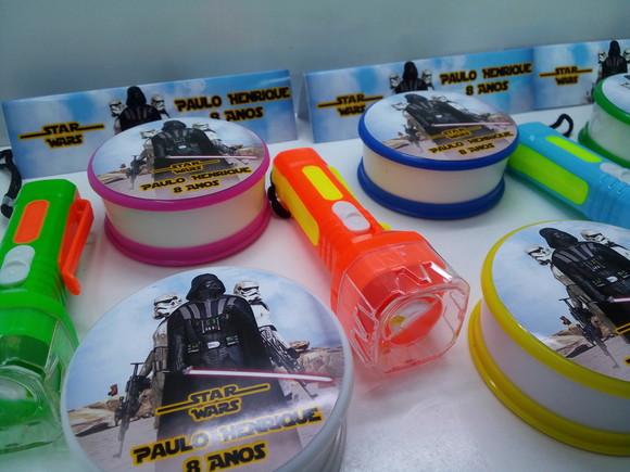 Kit Copo Retrátil + Lanterna Tema Star Wars