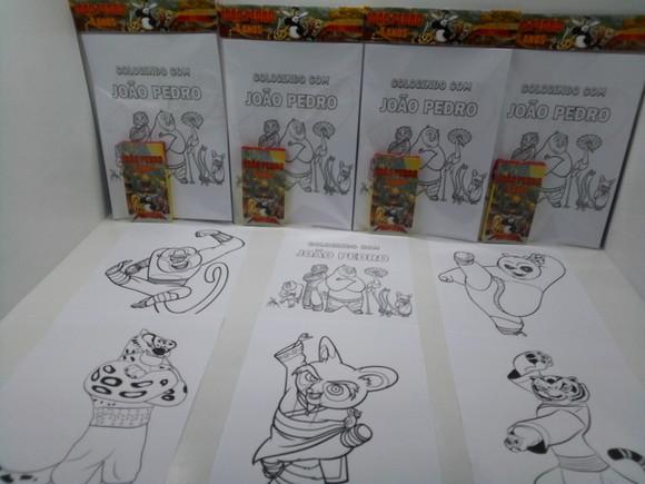 Kit de Desenhos para Colorir com Giz de Cera Kung Fu Panda