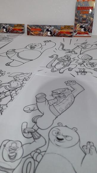 Kit de Desenhos para Colorir com Giz de Cera Kung Fu Panda
