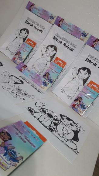 Kit de Desenhos para Colorir com Giz de Cera Lilo e Stitch