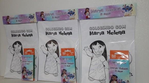 Kit de Desenhos para Colorir com Giz de Cera Lilo e Stitch