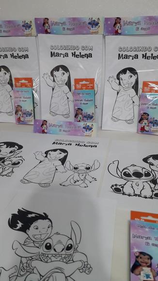 Kit de Desenhos para Colorir com Giz de Cera Lilo e Stitch