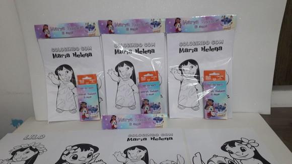 Kit de Desenhos para Colorir com Giz de Cera Lilo e Stitch