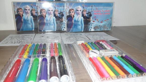 Kit de Pintura Estojo 46 Peças com Desenhos Tema Frozen 2