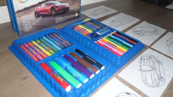 Kit de Pintura Estojo 48 Peças com Desenhos p/ Colorir