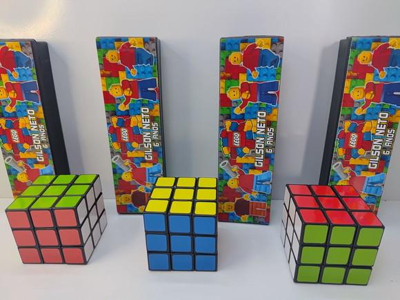 Kit Domino + Cubo Mágico Tema Lego