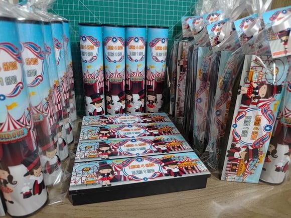 Kit Domino + Pega Vareta Tema Circo Menina e Menino