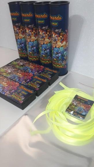 Kit Domino + Pega Vareta Tema Monster