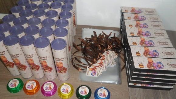 Kit Domino + Pega Varetas + Ioio Personalizado Ursinho Pooh
