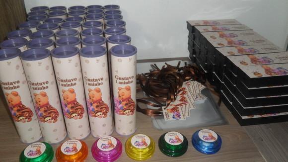 Kit Domino + Pega Varetas + Ioio Personalizado Ursinho Pooh