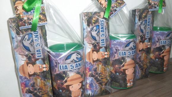 Kit Domino e Cofre de Papelao Personalizados Dinossauros