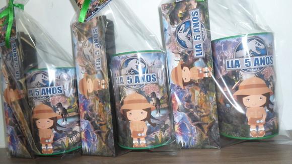 Kit Domino e Cofre de Papelao Personalizados Dinossauros