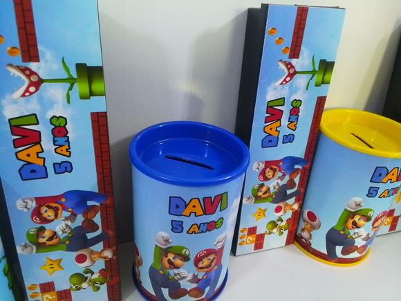 Kit Domino e Cofre de Papelao Personalizados Mário