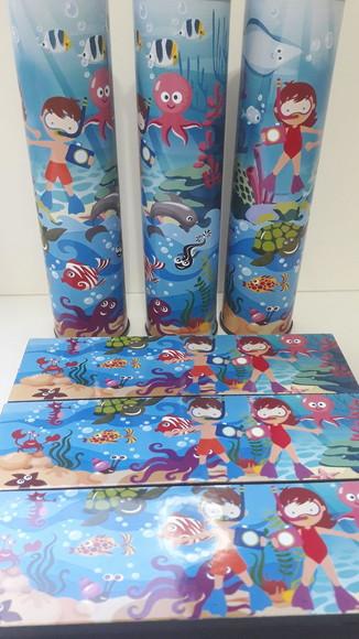 Kit Domino e Pega Vareta Personalizado Tema Fundo do Mar