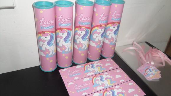 Kit Domino e Pega Vareta Personalizado Tema Unicornio