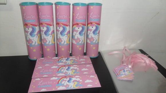 Kit Domino e Pega Vareta Personalizado Tema Unicornio
