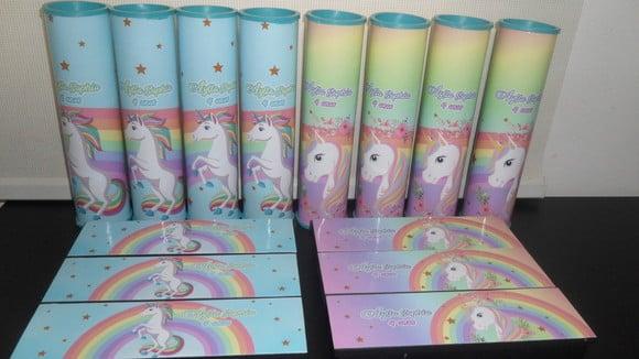 Kit Domino e Pega Varetas Personalizado Tema Unicornio